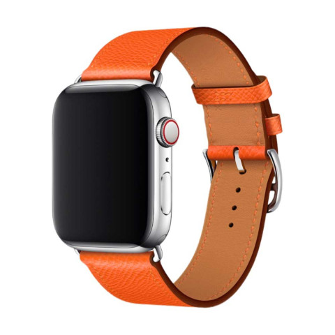 Кожаный ремешок Hermes New Leather для Apple Watch 38/40/41mm Orange